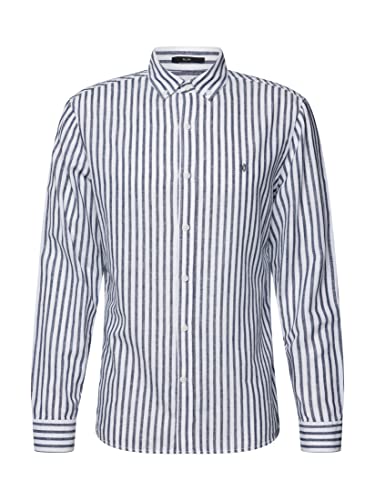 Mavi Herren Stripe Shirt Hemd, schwarz, weiß, M von Mavi