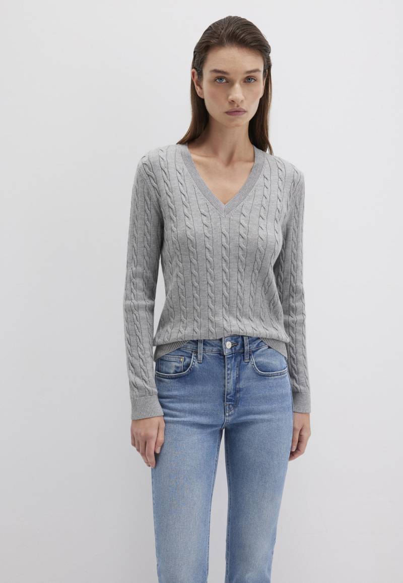 Mavi - V-NECK SWEATER mid grey melange - Gr. - L von Mavi