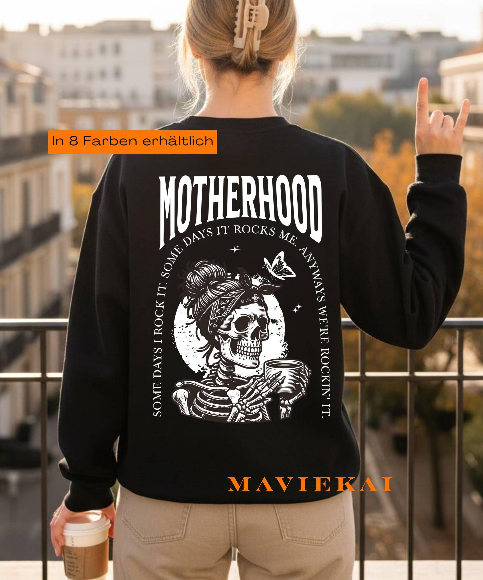 Backprint Motherhood Sweater, Mama Sweatshirt, Geschenk Für Frischgebackene Mamas, Geburt, Mamakleidung, Rocker T-Shirt von Maviekai
