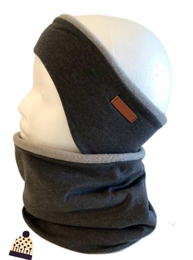 Cool Set Stirnband Ohrenwärmer Mit Loop Jersey Grau Meliert Polarfleece Wählbar von Maviluwelt