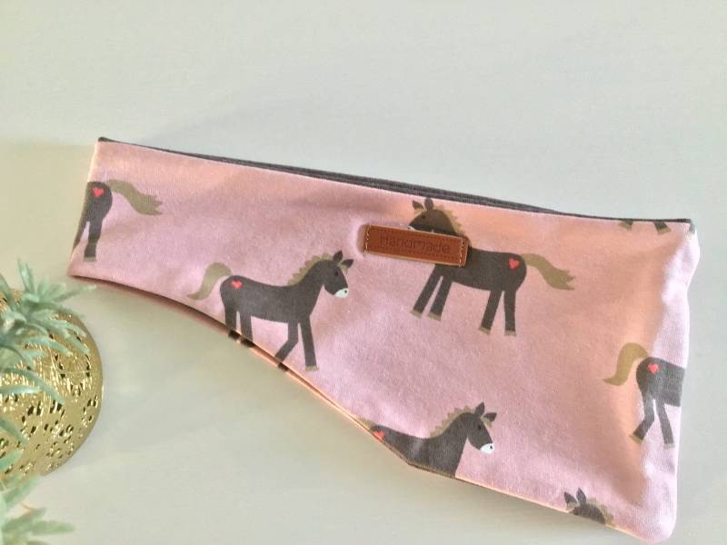 Kinder Stirnband Wi Ter Frühling Jersey Oder Fleece Pferde Rosa Gr Wählbar von Maviluwelt