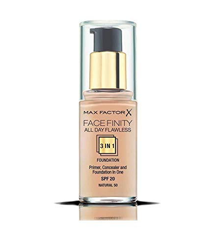 Max Factor Facefinity All Day Flawless 3 in 1 Foundation LSF 20 for Women, Natural, 30 Milliliter von Max Factor