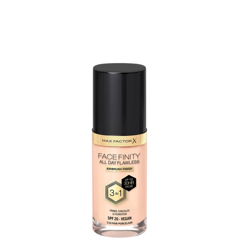 Max Factor Facefinity All Day Flawless 3 in 1 Vegan Foundation 30ml (Various Shades) - C10 - FAIR PORCELAIN von Max Factor