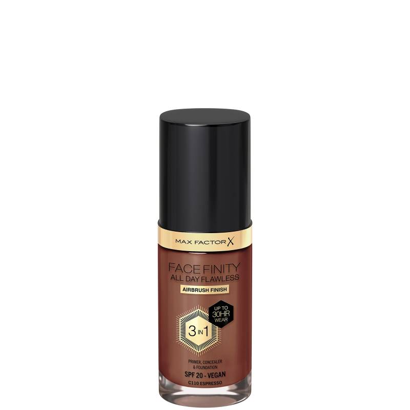 Max Factor Facefinity All Day Flawless 3 in 1 Vegan Foundation 30ml (Various Shades) - C110 - ESPRESSO von Max Factor