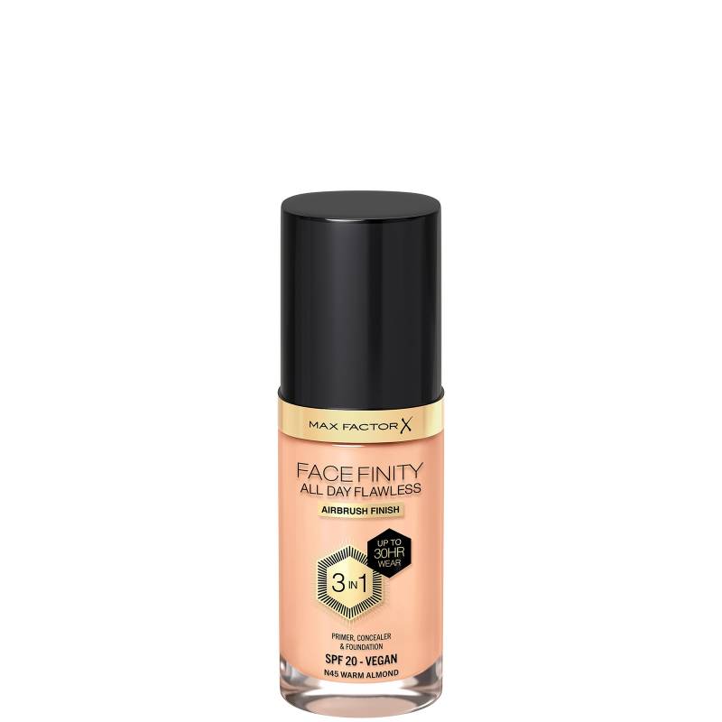 Max Factor Facefinity All Day Flawless 3 in 1 Vegan Foundation 30ml (Various Shades) - N45 - WARM ALMOND von Max Factor