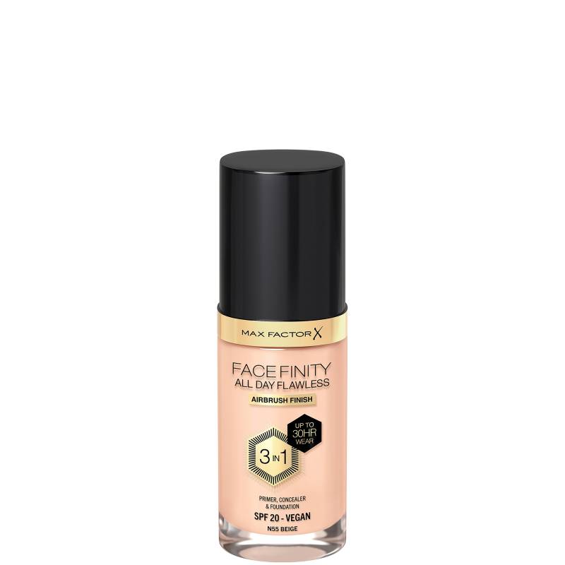 Max Factor Facefinity All Day Flawless 3 in 1 Vegan Foundation 30ml (Various Shades) - N55 - BEIGE von Max Factor