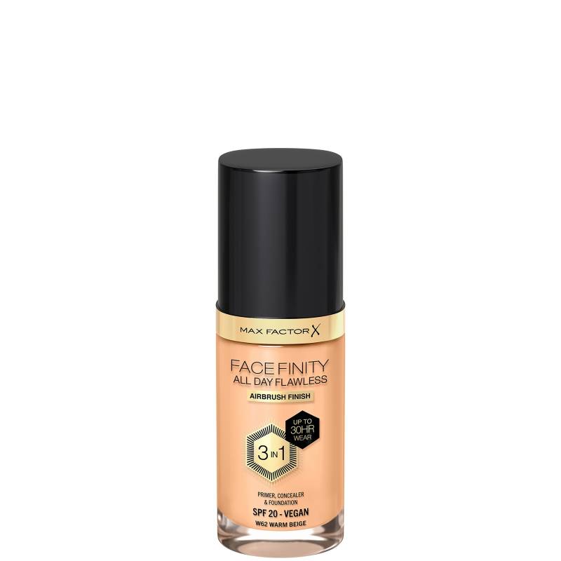 Max Factor Facefinity All Day Flawless 3 in 1 Vegan Foundation 30ml (Various Shades) - W62 - WARM BEIGE von Max Factor