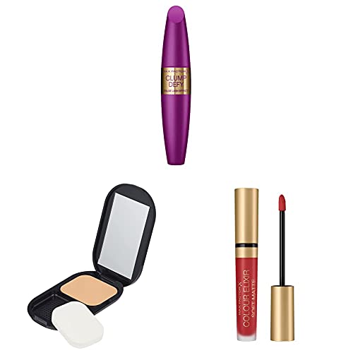 Max Factor False Lash Effect Clump Defy Mascara 003 + Facefinity Compact Make-up Natural 003 + Colour Elixir Soft Matte 030 Crushed Ruby, 4 ml von Max Factor