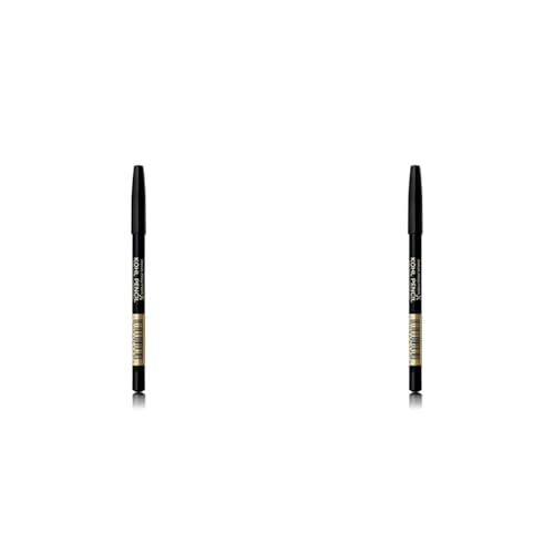 Max Factor Kohl Eyeliner, 20 schwarze, leicht zu verblendende Formel, perfekt für Smokey Eyes Make-up, 4 g (2er Pack) von Max Factor