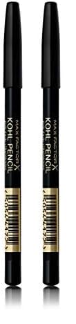 Max Factor Kohl Eyeliner, 20 schwarze, leicht zu verblendende Formel, perfekt für Smokey Eyes Make-up, 4 g (2er Pack) von Max Factor