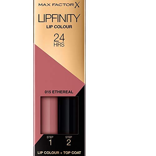 Max Factor Lipfinity Lip Colour Etheral 015 – Kussechter Lippenstift mit 24h Halt ohne auszutrocknen, mit intensiver Farbabgabe, präzisem Applikator & intensiv pflegendem Gloss-Top Coat von Max Factor