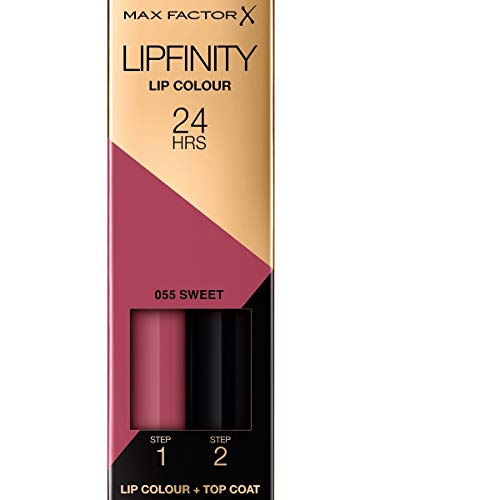 Max Factor Lipfinity Lip Colour Always Delicate 055 – Kussechter Lippenstift mit 24h Halt ohne auszutrocknen, mit intensiver Farbabgabe, präzisem Applikator & intensiv pflegendem Gloss-Top Coat von Max Factor