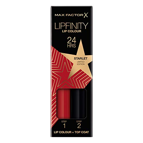 Max Factor Lipfinity Lip Colour Rising Stars Collection, 88 Starlet, langanhaltender Lippenstift + feuchtigkeitsspendender Top Coat, bis zu 24h Halt, mit präzisem Applikator, 2.3 ml + 1.9 g von Max Factor