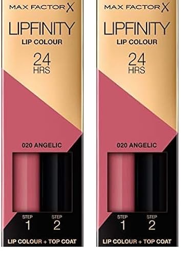 Max Factor Lipfinity Lip Colour Angelic 20 –Kussechter Lippenstift mit 24h Halt ohne auszutrocknen, mit intensiver Farbabgabe, präzisem Applikator & intensiv pflegendem Gloss-Top Coat |4.2g (2er Pack) Max Factor Lipfinity Lip Colour Angelic 20 –Kussechter Lippenstift mit 24h Halt ohne auszutrocknen, mit intensiver Farbabgabe, präzisem Applikator & intensiv pflegendem Gloss-Top Coat |4.2g (2er Pack) von Max Factor