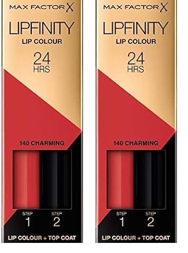 Max Factor Lipfinity Lip Colour Charming 140 – Kussechter Lippenstift mit 24h Halt ohne auszutrocknen, mit intensiver Farbabgabe, präzisem Applikator & intensiv pflegendem Gloss-Top Coat von Max Factor