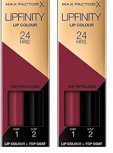 Max Factor Lipfinity Lip Colour Frivolous 108 – Kussechter Lippenstift mit 24h Halt ohne auszutrocknen, mit intensiver Farbabgabe, präzisem Applikator & intensiv pflegendem Gloss-Top Coat von Max Factor