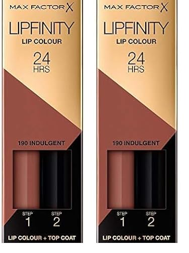 Max Factor Lipfinity Lip Colour Indulgent 190 – Kussechter Lippenstift mit 24h Halt ohne auszutrocknen, intensiver Farbabgabe & präzisem Applikator - mit intensiv pflegendem Gloss-Top Coat von Max Factor
