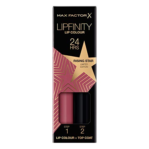 Max Factor Lipfinity Lip Colour Rising Stars Collection, 84 Rising Star, langanhaltender Lippenstift + feuchtigkeitsspendender Top Coat, bis zu 24h Halt, mit präzisem Applikator, 2.3 ml + 1.9 g von Max Factor