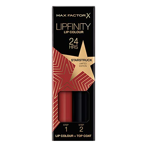 Max Factor Lipfinity Lip Colour Rising Stars Collection, 90 Starstruck, langanhaltender Lippenstift + feuchtigkeitsspendender Top Coat, bis zu 24h Halt, mit präzisem Applikator, 2.3 ml + 1.9 g von Max Factor