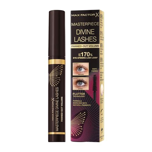 Max Factor Masterpiece Divine Lashes Mascara, Mascara für aufgefächertes und klumpenfreies Volumen, Black Brown von Max Factor