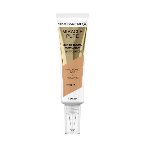 Max Factor Miracle Pure Skin,mproving Foundation, Fb. 75 Golden, hautverbesserndes Make-Up mit LSF 30, 30 ml von Max Factor