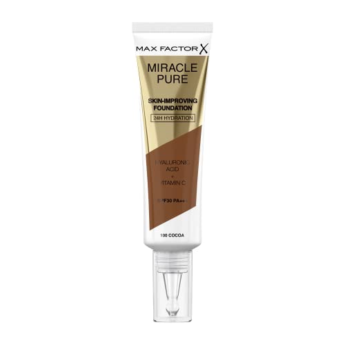 Max Factor Miracle Pure Skin Improving Foundation, hautverbesserndes Make-Up mit LSF, Fb. 100 Cocoa, 33 g (1er Pack) von Max Factor