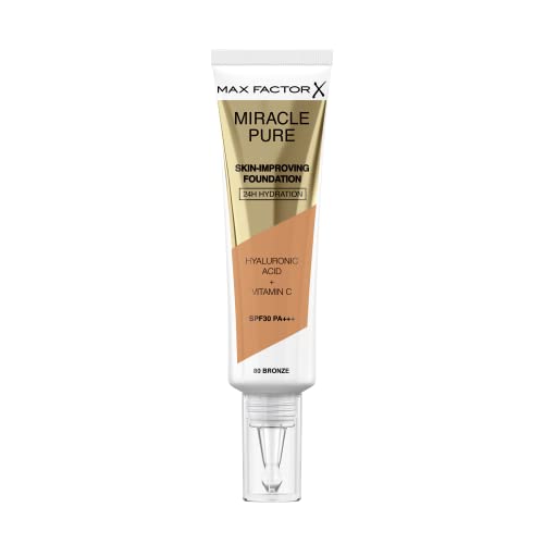 Max Factor Miracle Pure Skin Improving Foundation, Fb. 80 Bronze, hautverbesserndes Make-Up mit LSF 30, 30 ml Max Factor Miracle Pure Skin Improving Foundation, Fb. 80 Bronze, hautverbesserndes Make-Up mit LSF 30, 30 ml von Max Factor