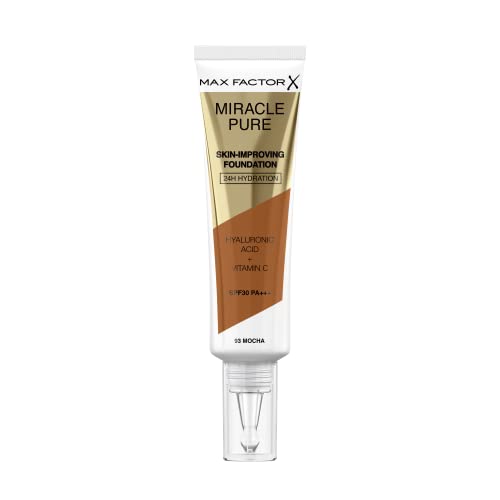 Max Factor Miracle Pure Skin Improving Foundation, Fb. 93 Mocha, hautverbesserndes Make-Up mit LSF 30, 30 ml von Max Factor