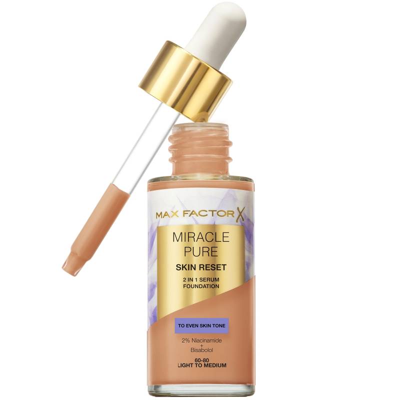 Max Factor Miracle Pure Skin Revival Serum-Foundation 30 ml (Verschiedene Farbtöne) - 60-80 Light to Medium von Max Factor