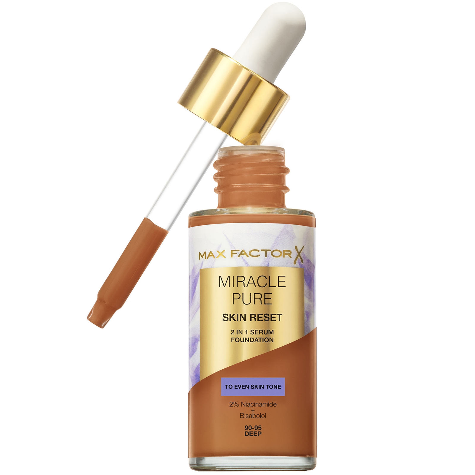 Max Factor Miracle Pure Skin Revival Serum-Foundation 30 ml (Verschiedene Farbtöne) - 90-95 Deep von Max Factor