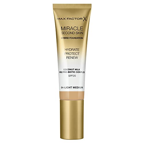 Max Factor Miracle Second Skin Foundation LSF 20 - Farbe 04 Light Medium, 30 ml von Max Factor