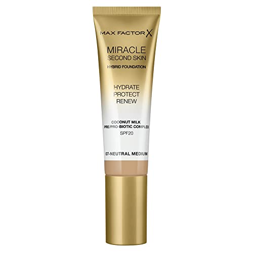 Max Factor Miracle Second Skin Foundation LSF 20 - Farbe 07 Neutral Medium, 30 ml (1er Pack) von Max Factor
