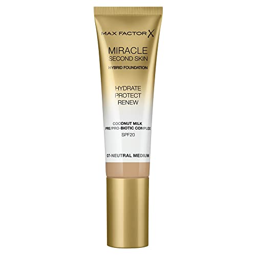 Max Factor Miracle Second Skin Foundation LSF 20 - Farbe 07 Neutral Medium, 30 ml (1er Pack) von Max Factor