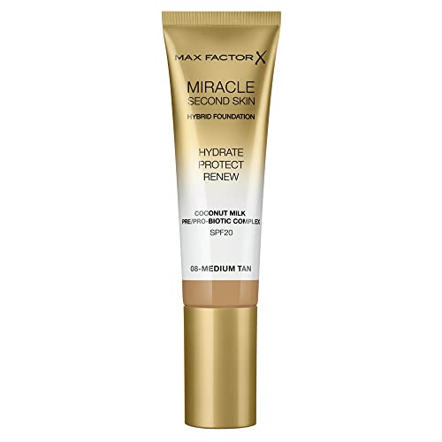 Max Factor Miracle Second Skin Foundation LSF 20 - Farbe 08 Medium Tan, 30 ml von Max Factor