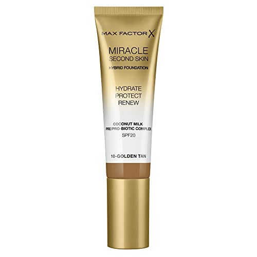 Max Factor Miracle Second Skin Foundation LSF 20 - Farbe 10 Golden Tan, 30 ml von Max Factor