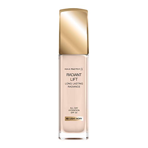 Max Factor Radiant Lift Foundation mit Hyaluronsäure für einen strahlenden und langanhaltenden Teint, Fb. 40 Light Ivory, 30 ml von Max Factor