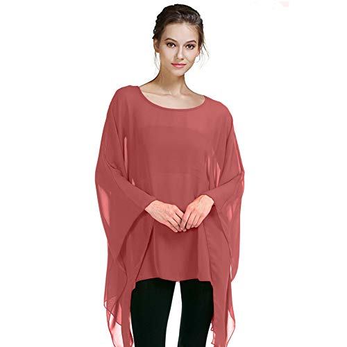 Max Hsuan Damen-Sommerbluse, einfarbig, durchsichtig, Fledermausärmel, Chiffon, Kaftan, Poncho, Tunika, Top, Übergröße, Einheitsgröße Mehr von Max Hsuan