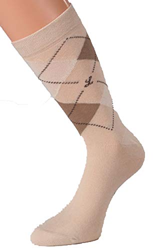 Max Lindner 5 Paar Diabetikersocken (Socken ohne Gummi) aus hochwertiger Baumwolle für Damen & Herren Markenqualität Strümpfe seit 1921 (42-44, beige gemustert) von Max Lindner