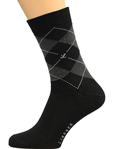 Max Lindner 5 Paar Herrensocken 95% Baumwolle 5% Elasthan (39-41, schwarz gemustert) von Max Lindner