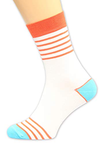 Max Lindner 5 Paar hochwertige Businesssocken für Damen und Herren Markenqualität seit 1921 (45-47, weiss/orange gestreift) von Max Lindner