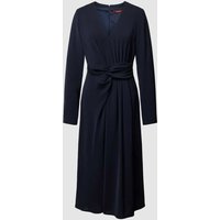 Max Mara Studio Midikleid mit V-Ausschnitt Modell 'MAMMOLA' in Dunkelblau, Größe 42 von Max Mara Studio