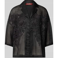 Max Mara Studio Regular Fit Hemdbluse mit Lochstickerei Modell 'LEGNO' in Black, Größe 40 von Max Mara Studio