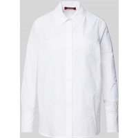 Max Mara Studio Regular Fit Hemdbluse mit Lochstickerei Modell 'SESIA' in Weiss, Größe 40 von Max Mara Studio