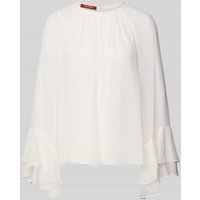 Max Mara Studio Regular Fit Seidenbluse mit gelegten Falten Modell 'ZEO' in Weiss, Größe 42 von Max Mara Studio
