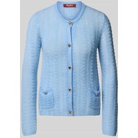 Max Mara Studio Regular Fit Strickjacke aus Mohair-Woll-Mix Modell 'GOLIA' in Hellblau, Größe L von Max Mara Studio