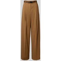 Max Mara Studio Weite Hose aus Schurwoll-Canvas Modell 'BERGAMO' in Cognac, Größe 42 von Max Mara Studio