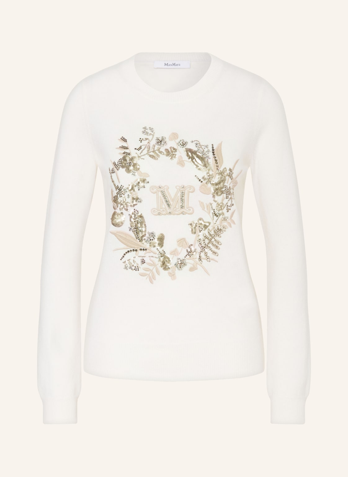 Max Mara Pullover Bari Mit Cashmere Und Schmucksteinen beige von Max Mara