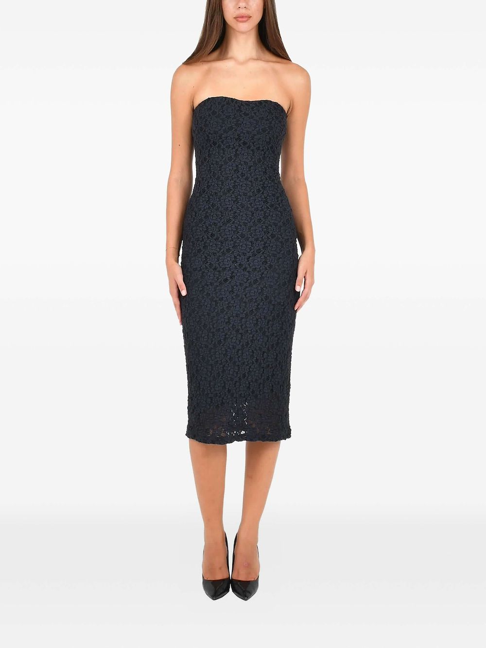 Max Mara strapless lace midi dress - Blau von Max Mara
