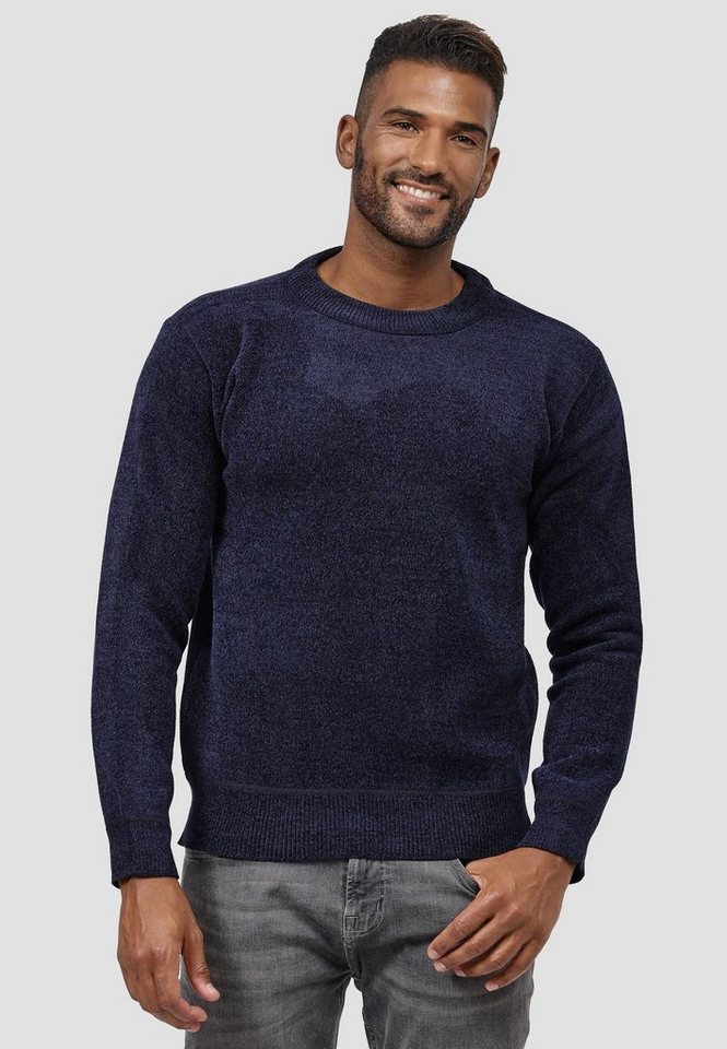 Max Men Strickpullover Einfarbiger Strick Pullover Basic Longsleeve Sweater (1-tlg) 3799 in Dunkelblau von Max Men