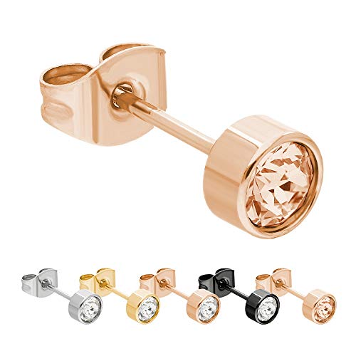 Max Palmer® | Swarovski Kristall Ohrstecker | Stecker: Roségold | Zirkonia Stein: 4mm (Pfirsichfarben/Zartrosa) | hautfreundlicher Edelstahl von Max Palmer